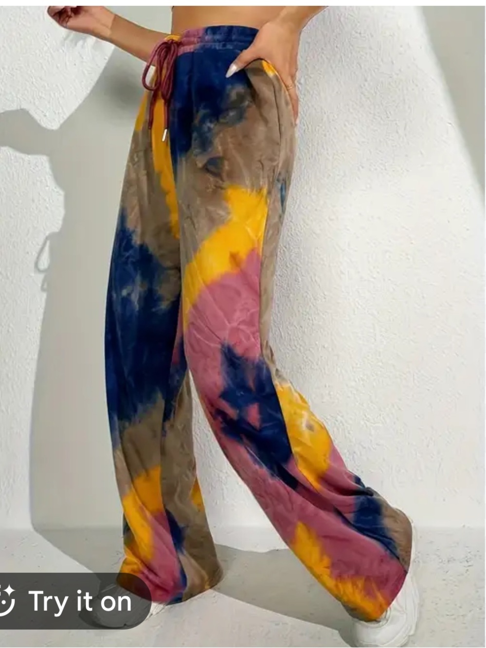 SHEIN Tie Dye Wide Leg Lounge Pants Size L Pink Blue Orange